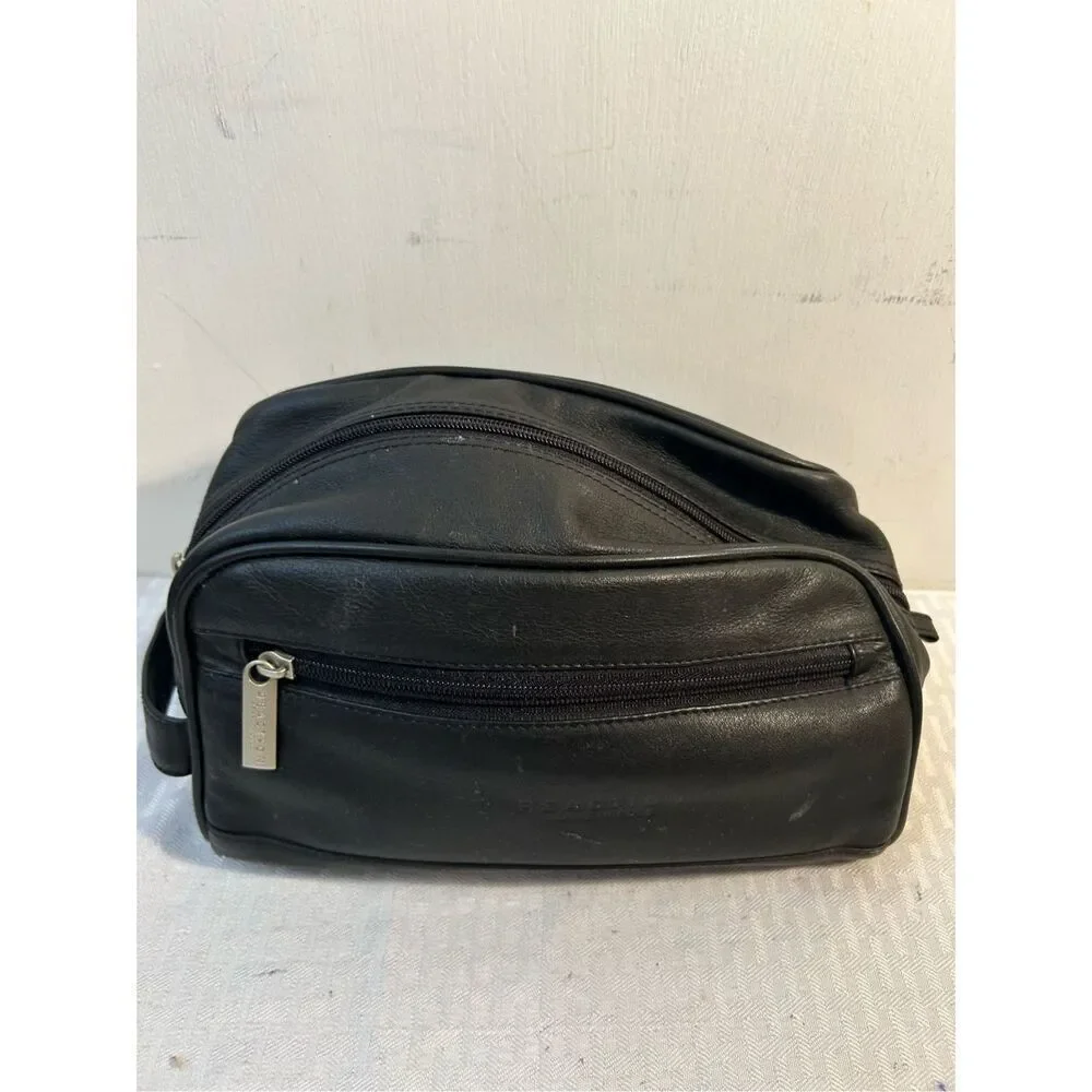 Kenneth Cole black‎ leather zipper toiletries bag 10